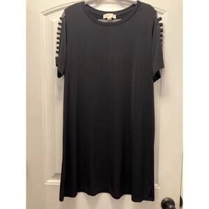 Michael Kors Women’s Cut Out Short Sleeve Stretch Pullover Dress Size 1X Black